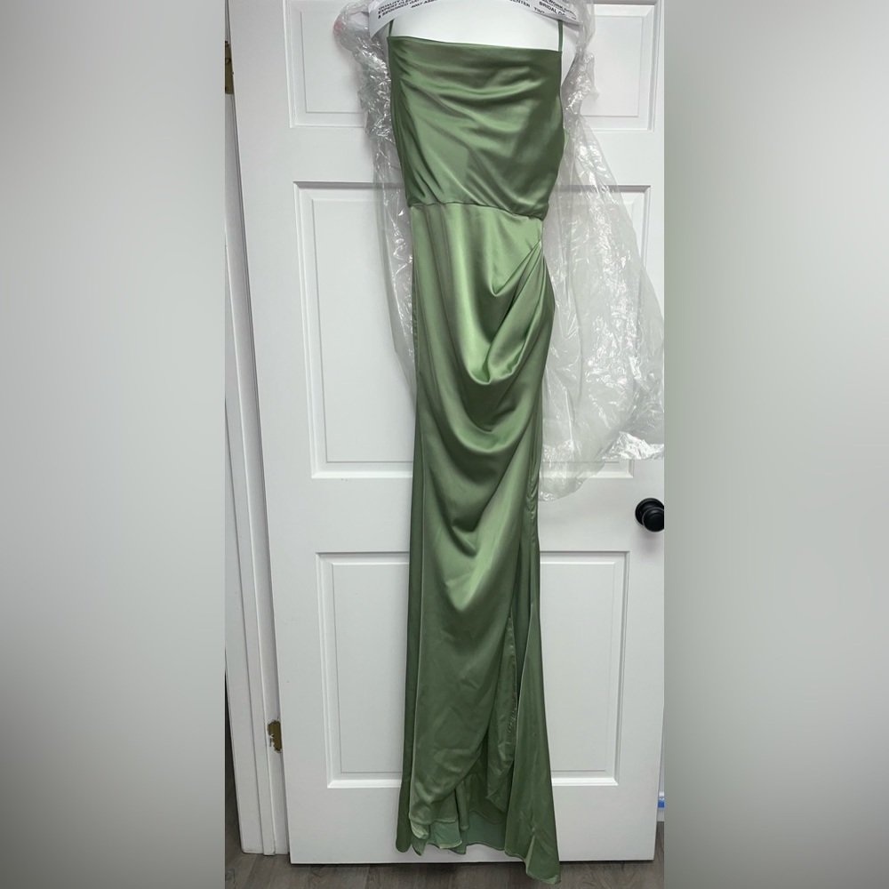 Sage Satin Dress; Size: 4